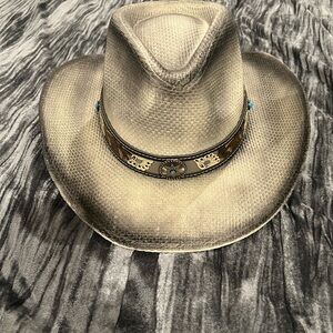 Stylish Gray Cowboy Hat with Decorative Band by CC